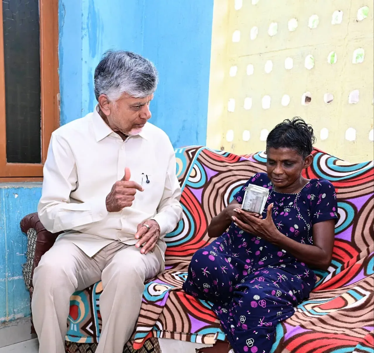 CM Chandrababu Naidu Distributes NTR Bharosa Pensions in Nellore Village