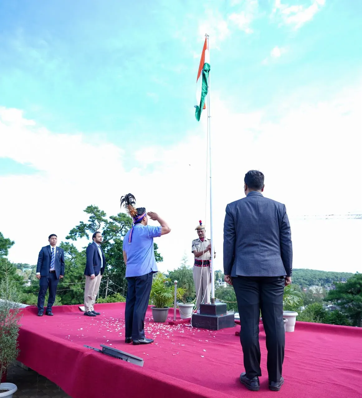 CM Conrad Sangma hoists flag at residence on Independence Day