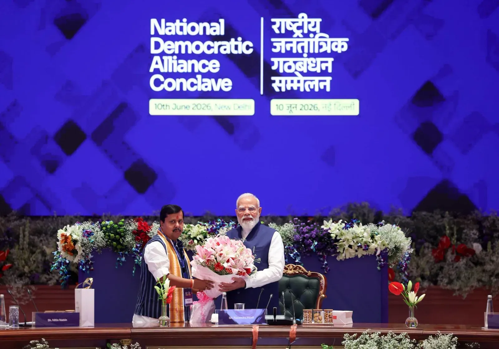 CM Dhami Attends NDA Conclave at Bharat Mandapam