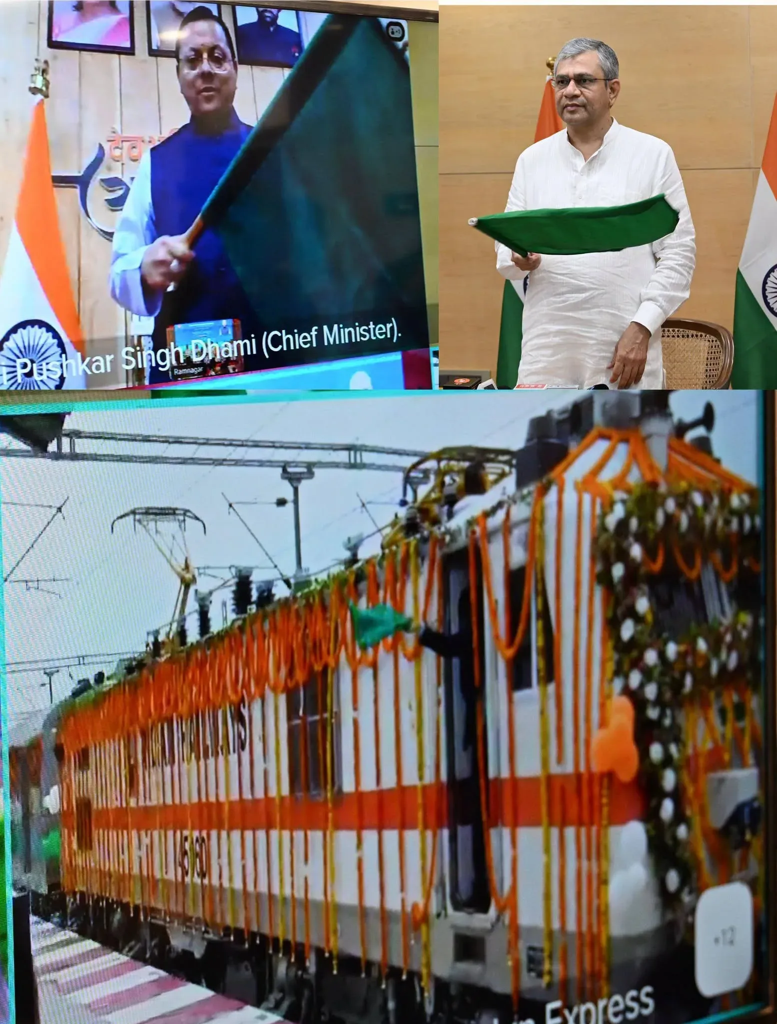 CM Dhami Flags Off Ramnagar–Dehradun Rail Service