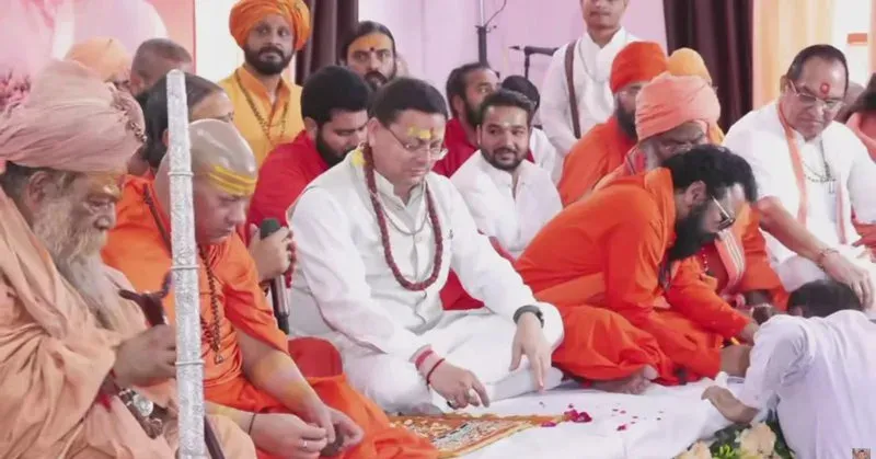 CM Dhami joins Bhagwat Katha Gyan Yagya in Raiwala, Dehradun