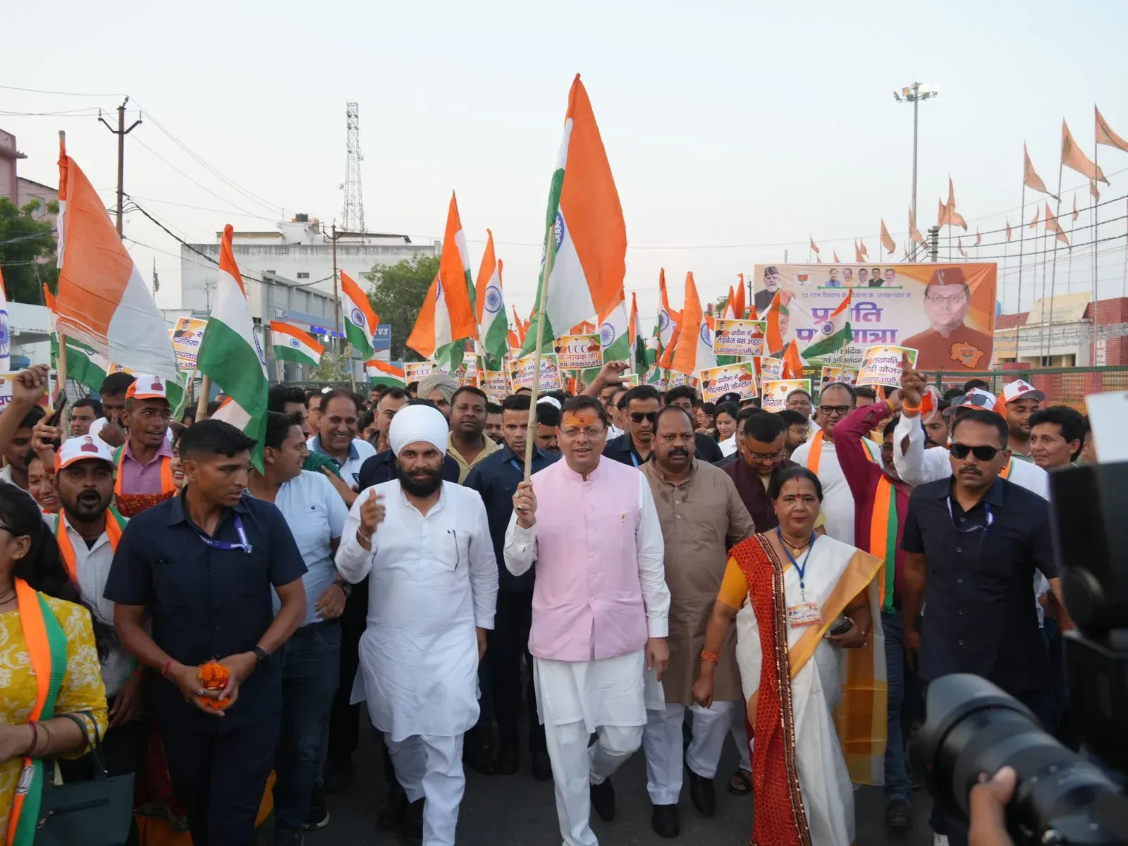 CM Dhami Leads 'Pragati Path Yatra' in Khatima