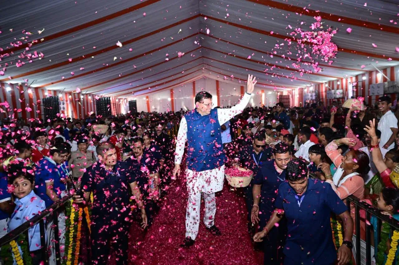CM Dhami Marks Five Years in Office at Rishikesh Seva Event