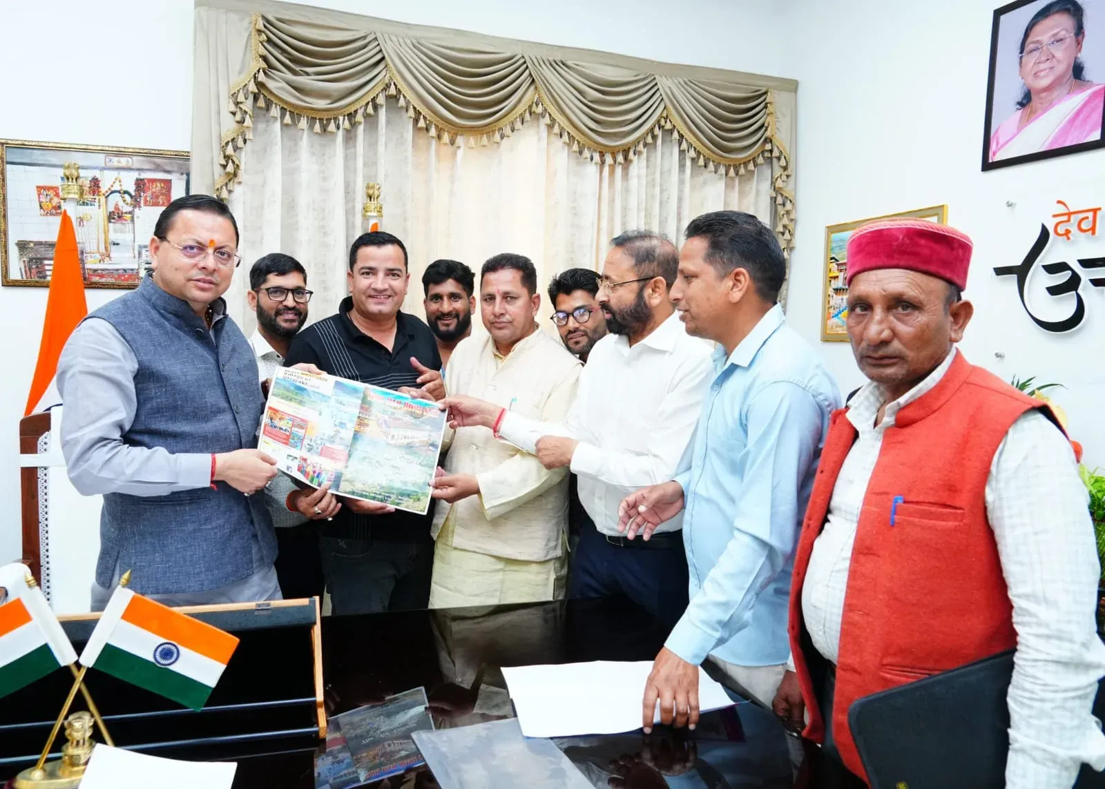 CM Dhami meets Dhanolti MLA Pritam Singh Panwar