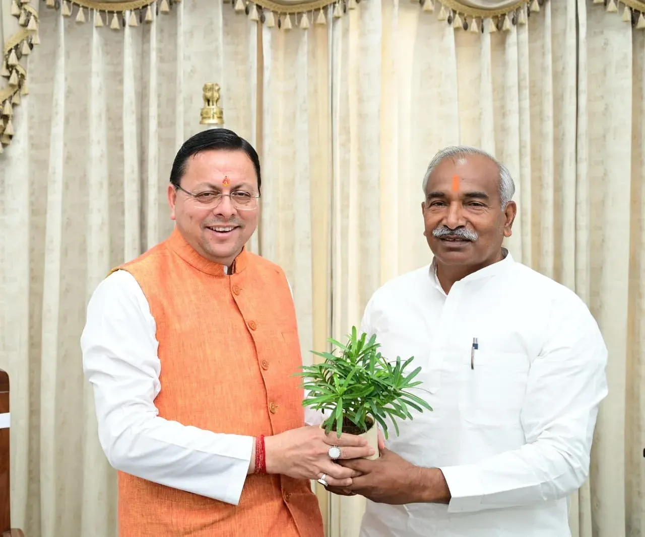 CM Dhami meets Gadarpur MLA Arvind Pandey on constituency development