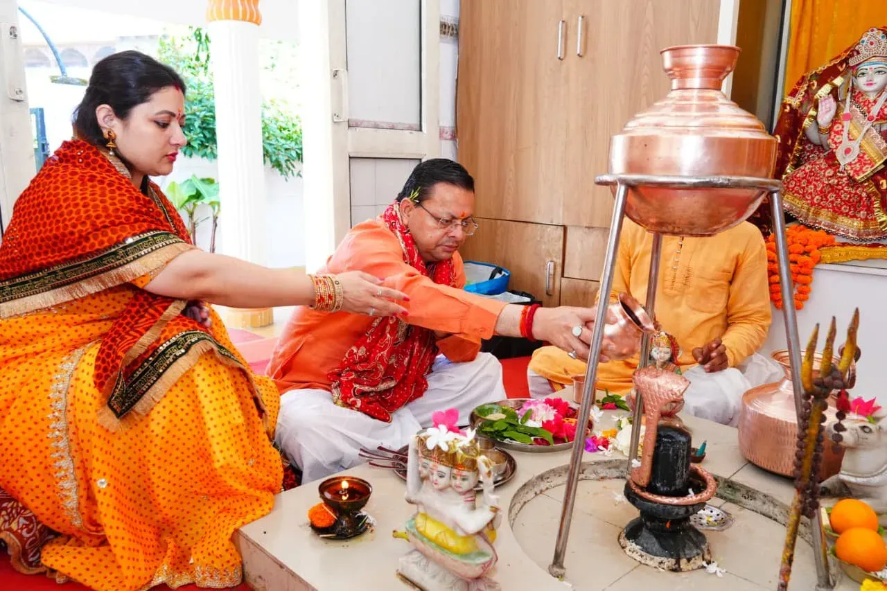 CM Dhami Performs Mahanavami Havan, Honours Nine Girls