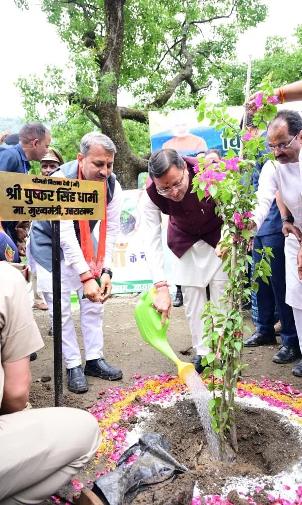 CM Dhami Plants Sapling at Bhimtal on World Environment Day