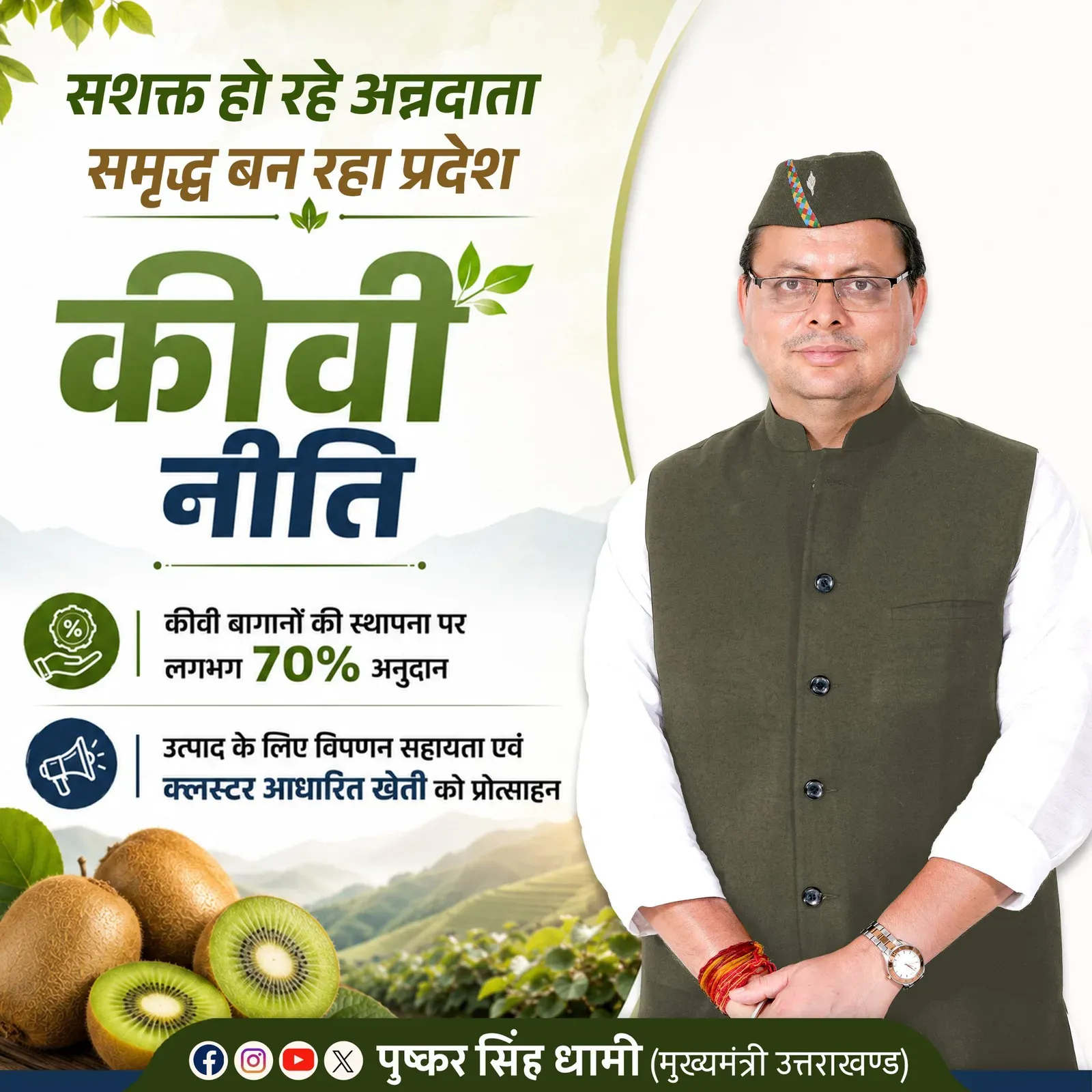CM Dhami Pushes Kiwi Mission to Boost Uttarakhand Farmers