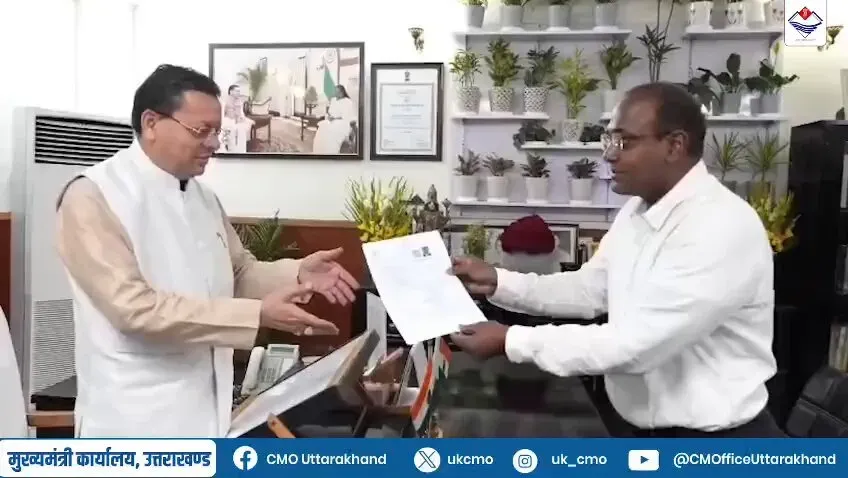 CM Dhami Receives SIR Enumeration Form from Uttarakhand CEO
