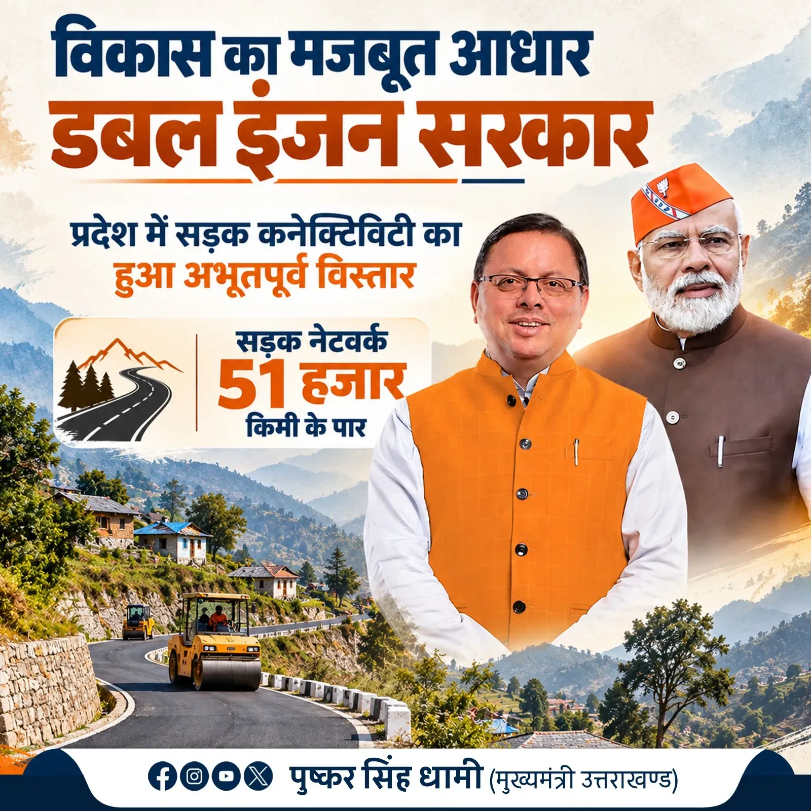 CM Dhami: Uttarakhand road network crosses 51,000 km