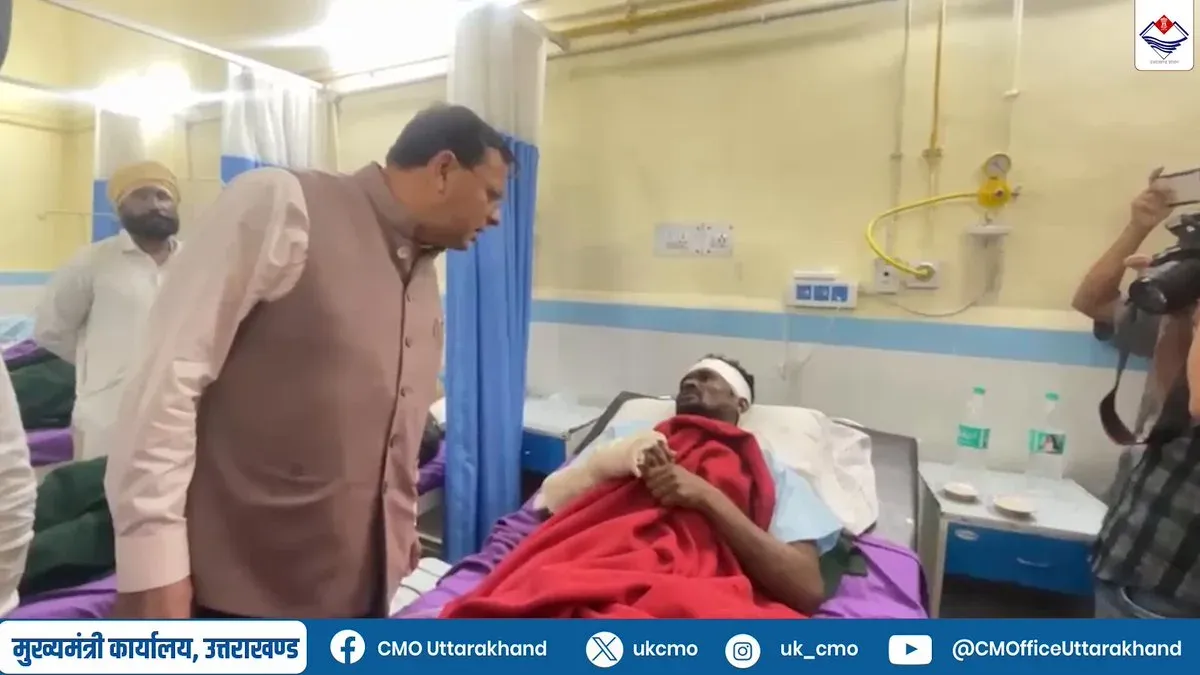 CM Dhami Visits Chamoli Hospital After Peepalkoti Tunnel Accident