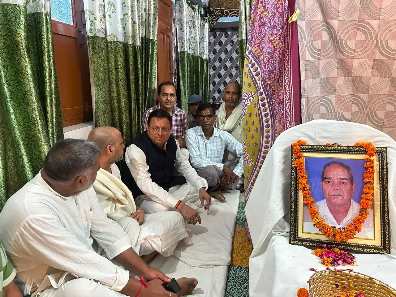 CM Dhami Visits Khatima to Condole Death of Bishan Singh Kapdi