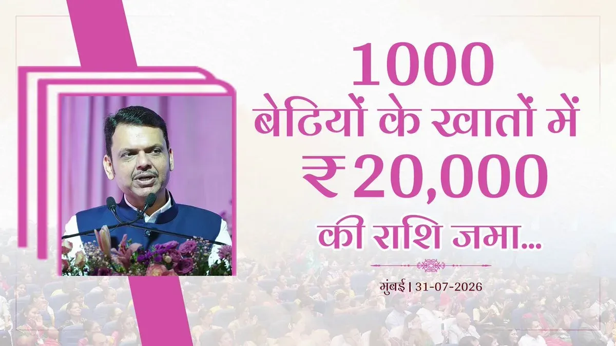 CM Fadnavis deposits ₹20,000 each into 1,000 girls' accounts in Mumbai