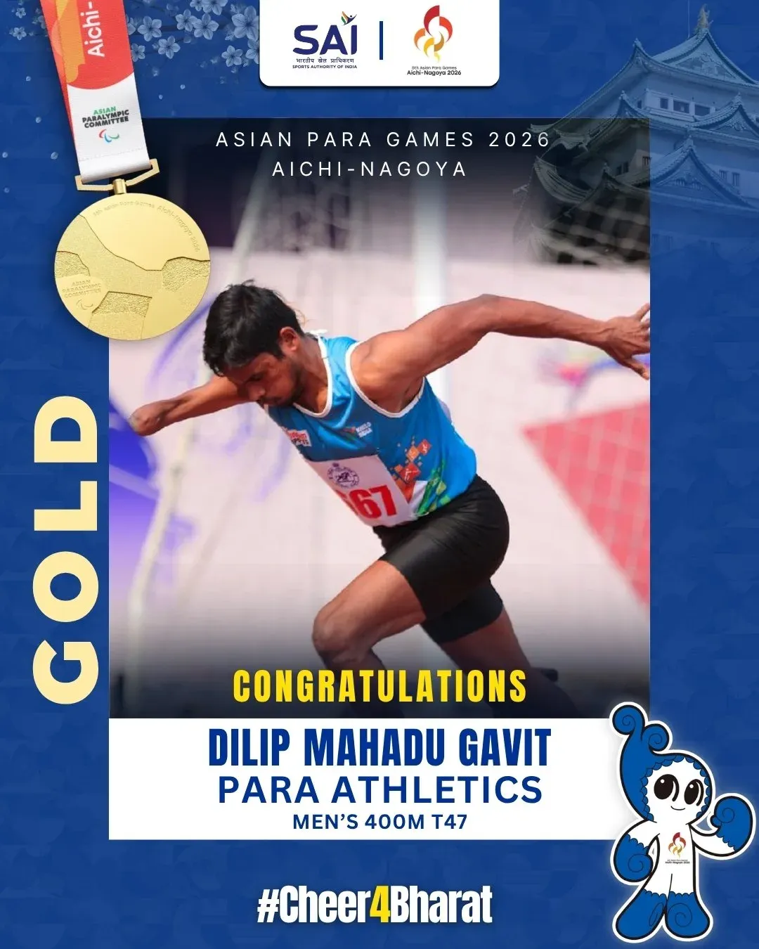 CM Fadnavis Hails Dilip Gavit's Asian Para Games 2026 Gold