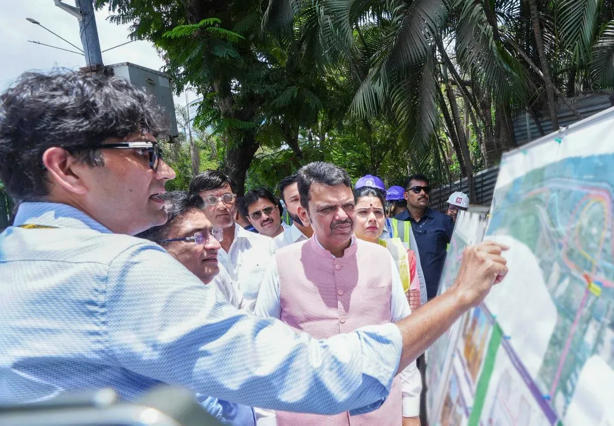 CM Fadnavis inspects Malad Mindspace Interchange on North Coastal Road