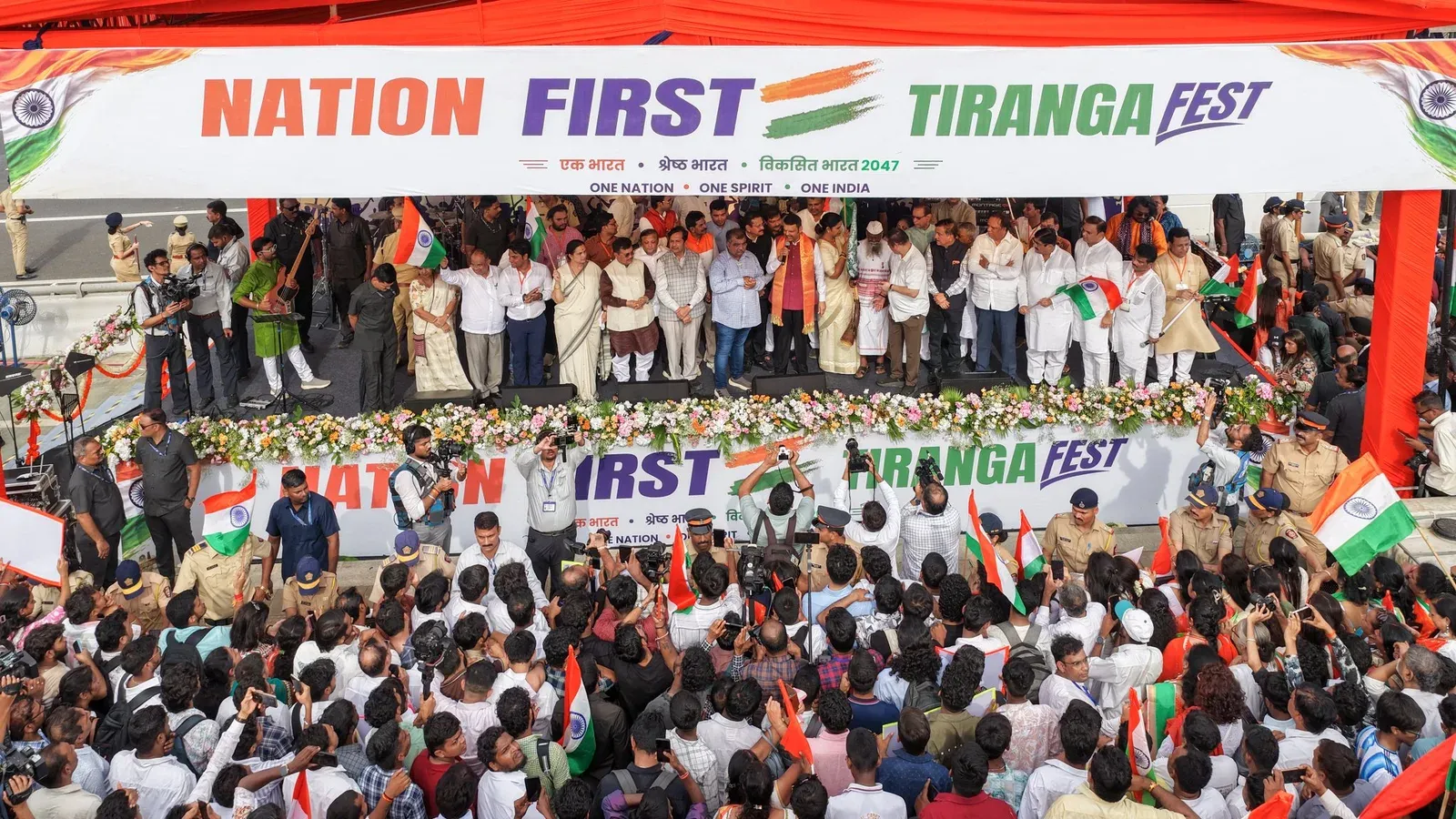CM Fadnavis Joins Mumbai Tiranga Rally Ahead of Independence Day