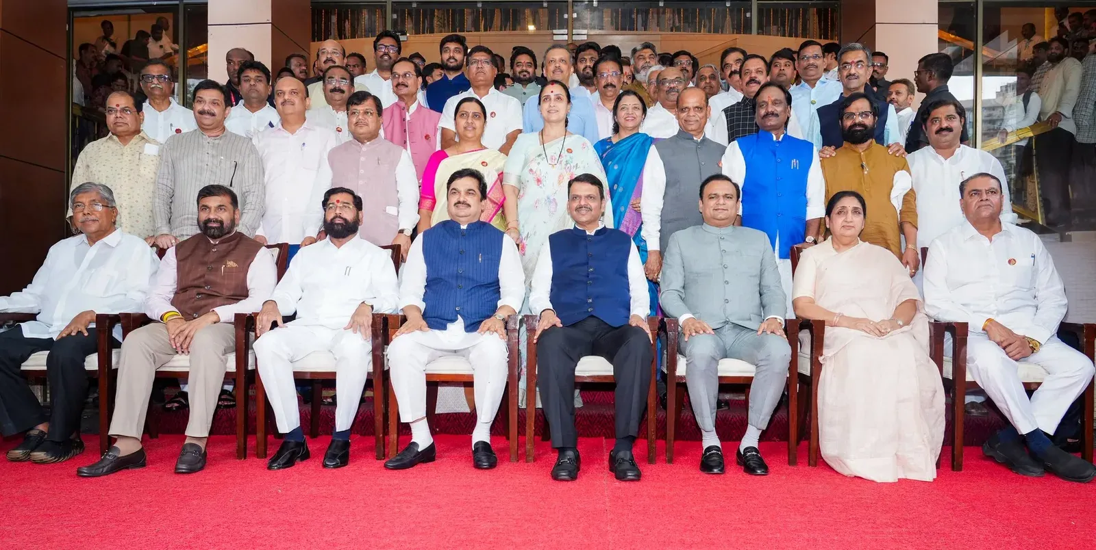 CM Fadnavis Leads Legislature Group Photo at Vidhan Bhavan