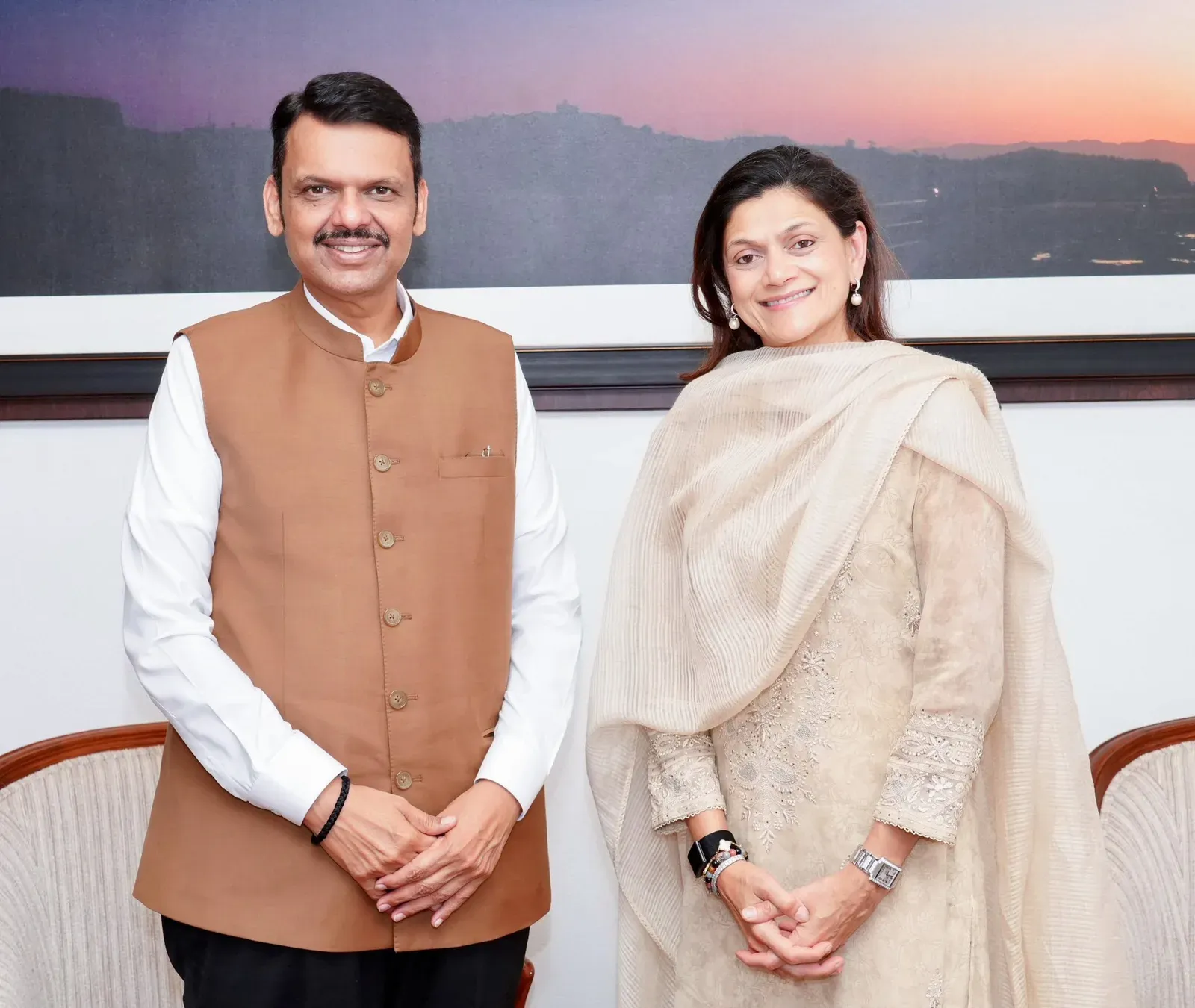 CM Fadnavis meets Neerja Birla on World Mental Health Day