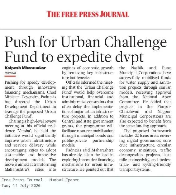 CM Fadnavis Pushed to Fast-Track Urban Challenge Fund