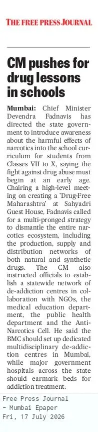 CM Fadnavis Pushes Drug Awareness Lessons in Maharashtra Schools