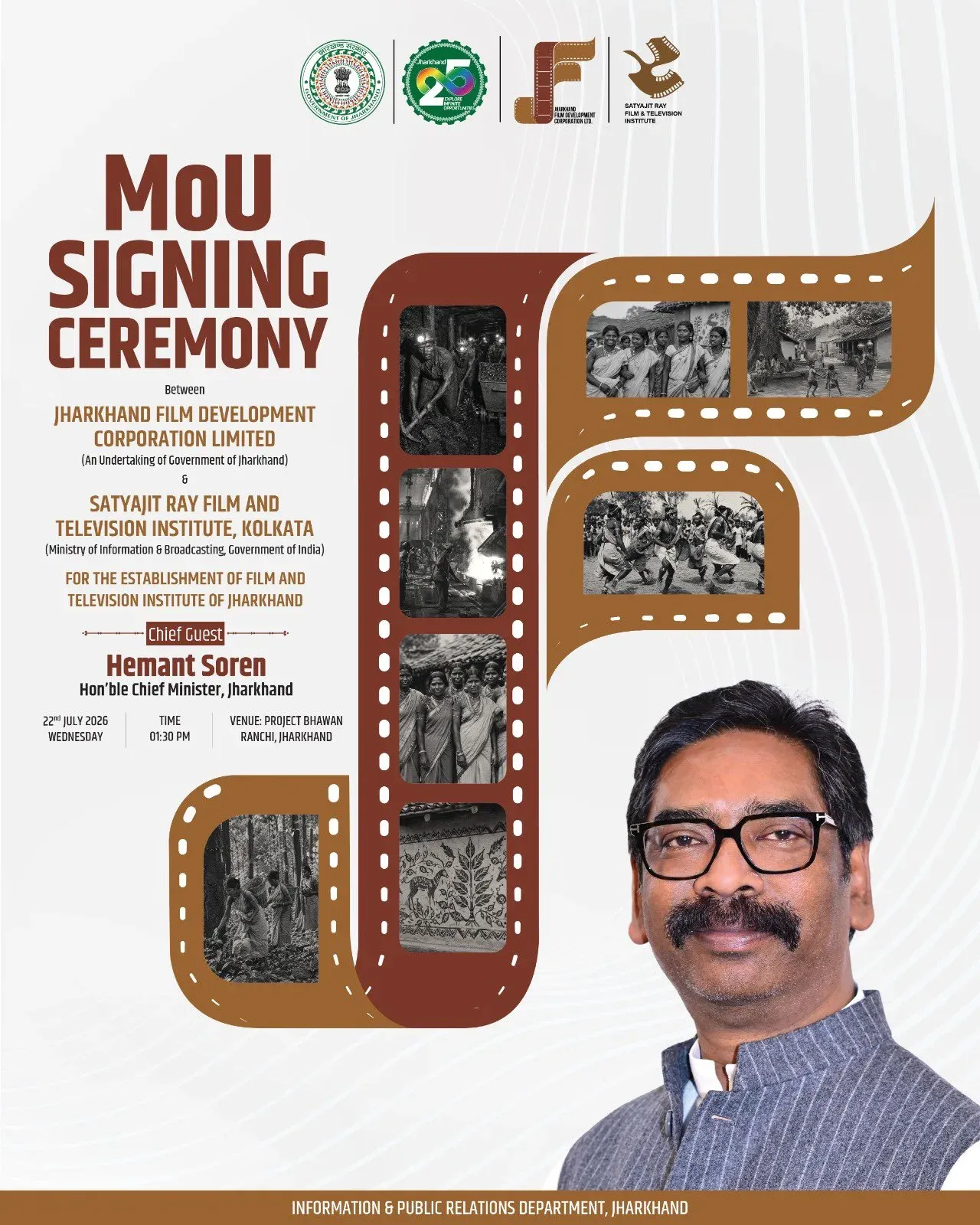 CM Hemant Soren to Witness MoU for Film Institute in Jharkhand