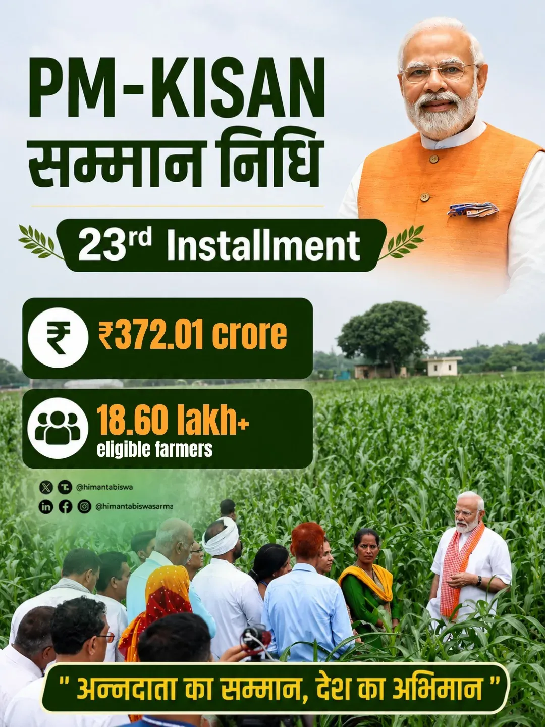 CM Himanta: 18.60 Lakh Assam Farmers to Get PM-KISAN 23rd Instalment