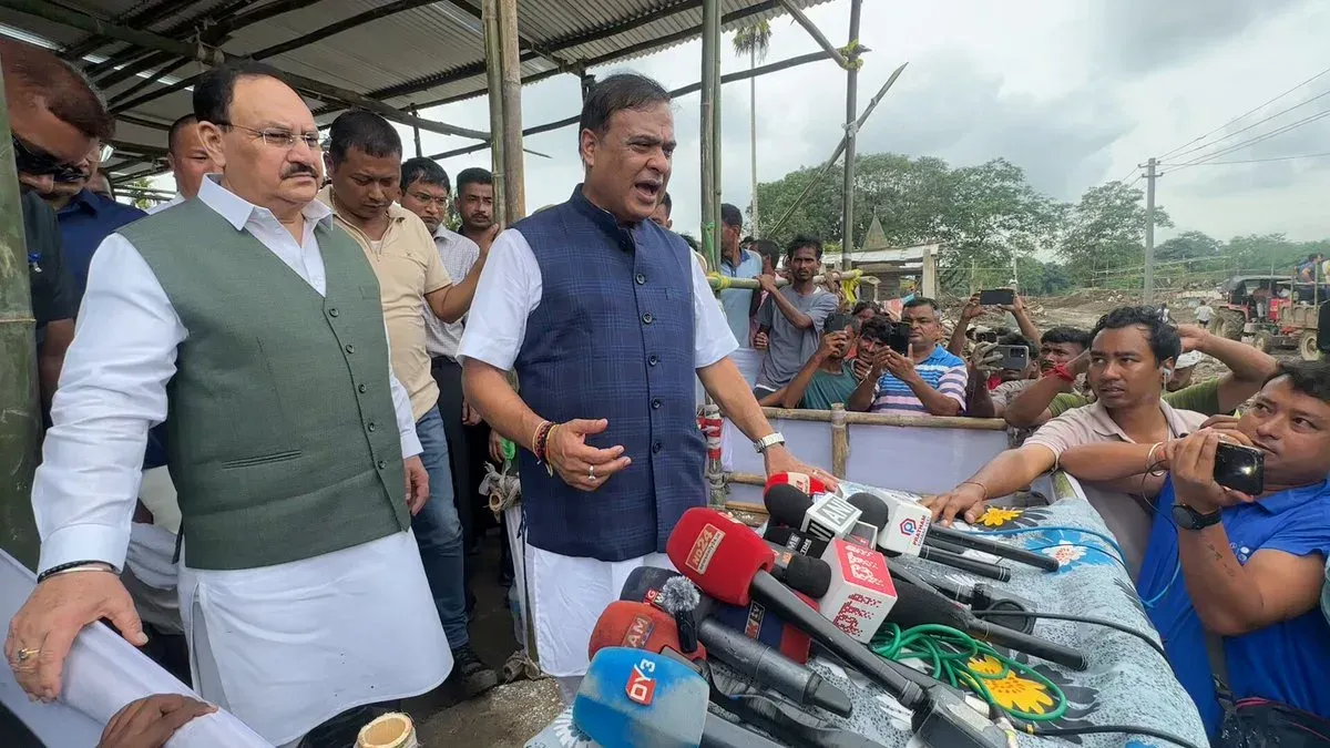 CM Himanta and JP Nadda Visit Assam's Flood-Hit Nepalikhuti