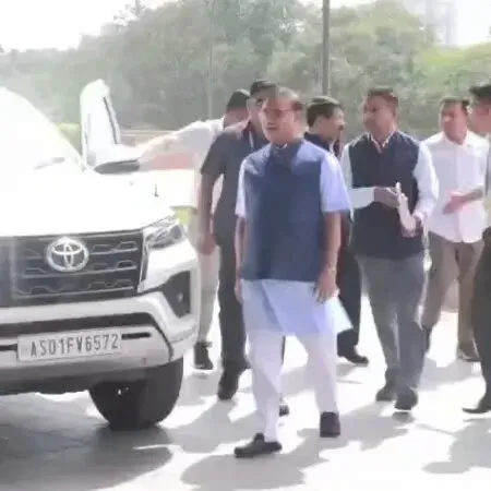 CM Himanta Biswa Sarma arrives at Bharat Mandapam for national leaders' meet