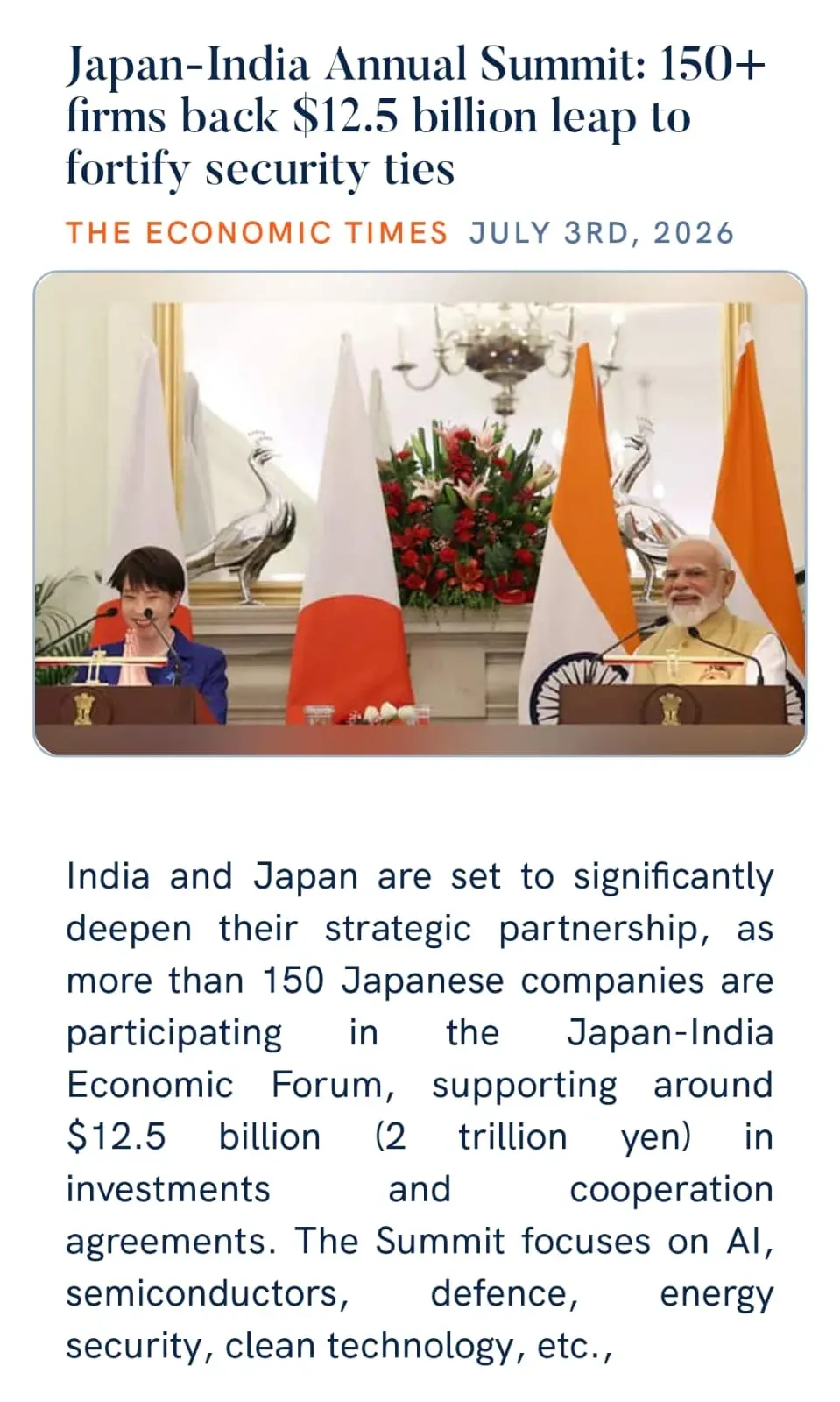 CM Himanta flags Japan-India Summit: 150+ firms, $12.5 bn security push
