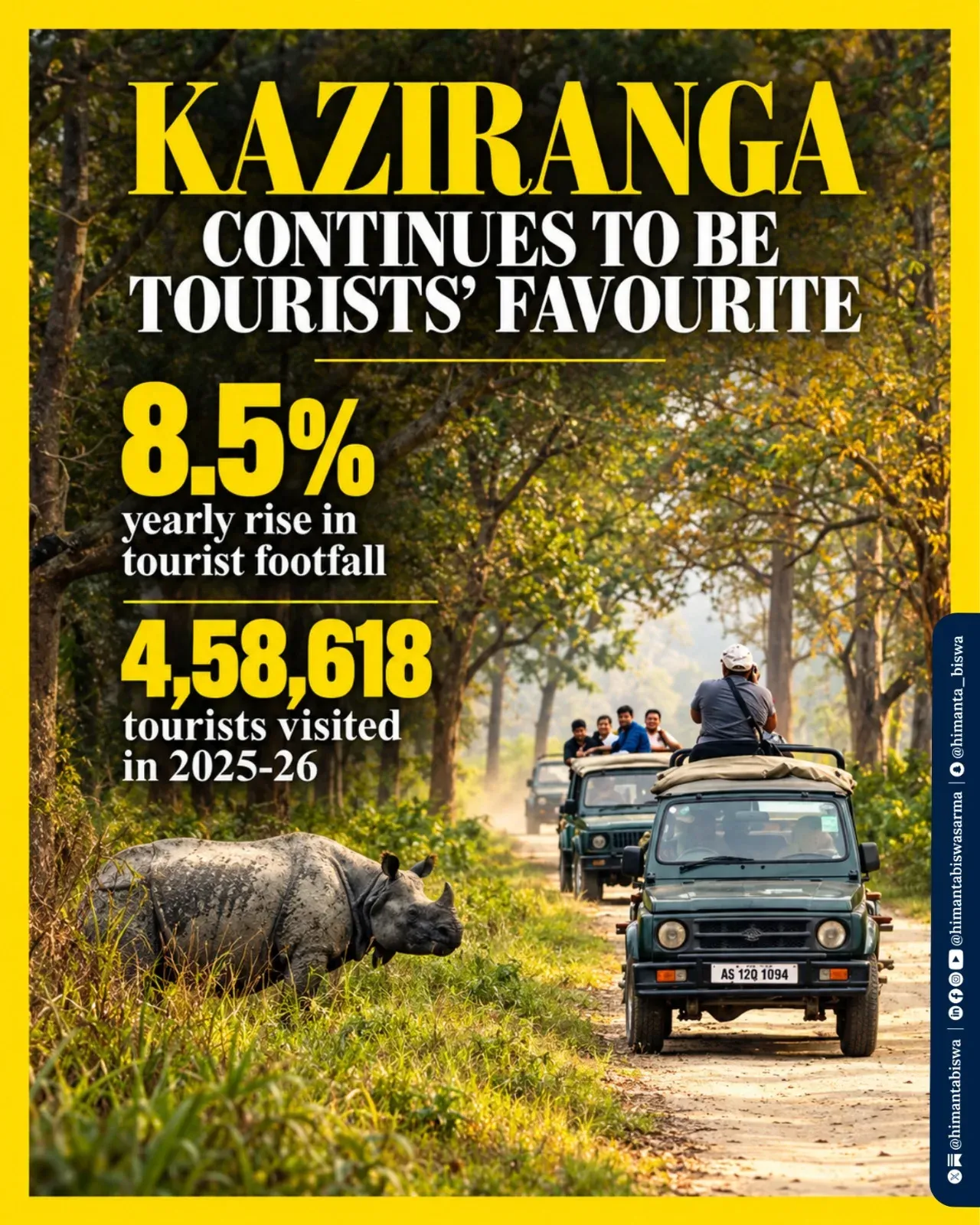 CM Himanta: Kaziranga hits record 4.58 lakh visitors after Modi stay