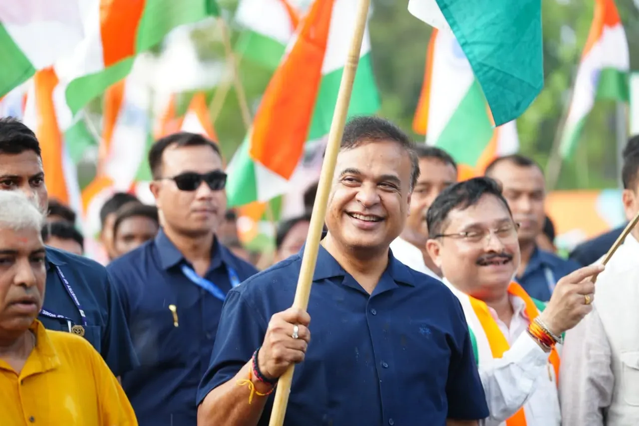 CM Himanta leads Tiranga Yatra in Guwahati on Independence Day eve