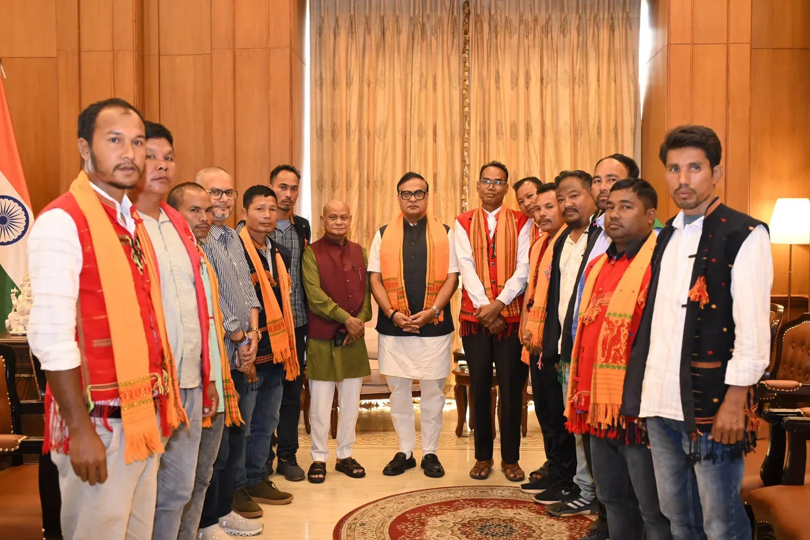 CM Himanta meets Tiwa leaders, MLA Deuri at Lok Sewa Bhawan