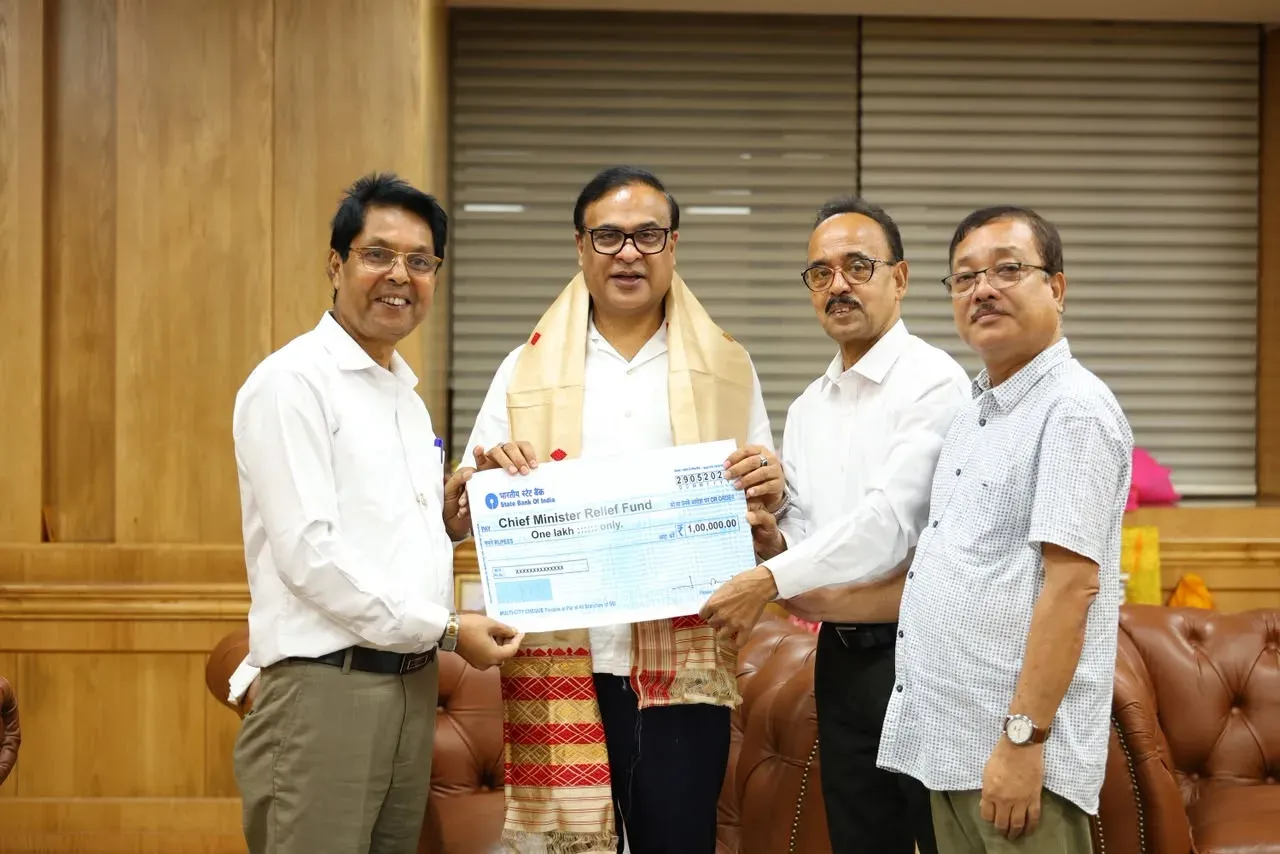 CM Himanta Receives Relief Fund Donations from Assam Educators