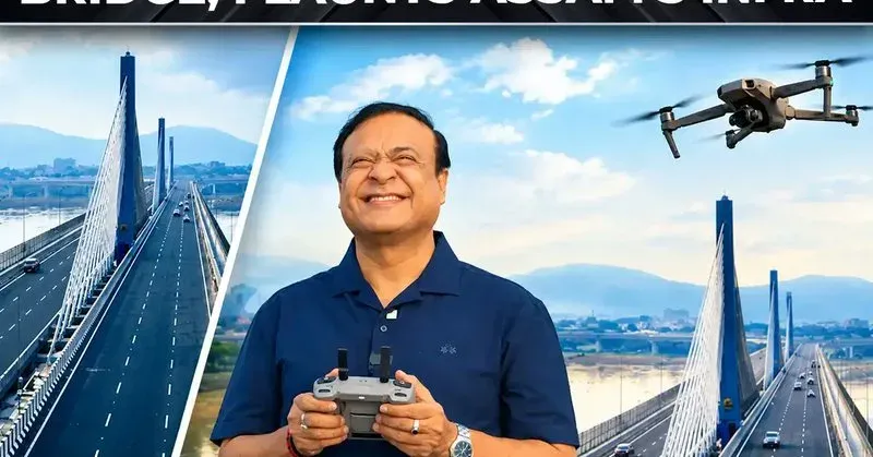 CM Himanta Shares Aerial View of Assam's Mega Bridge
