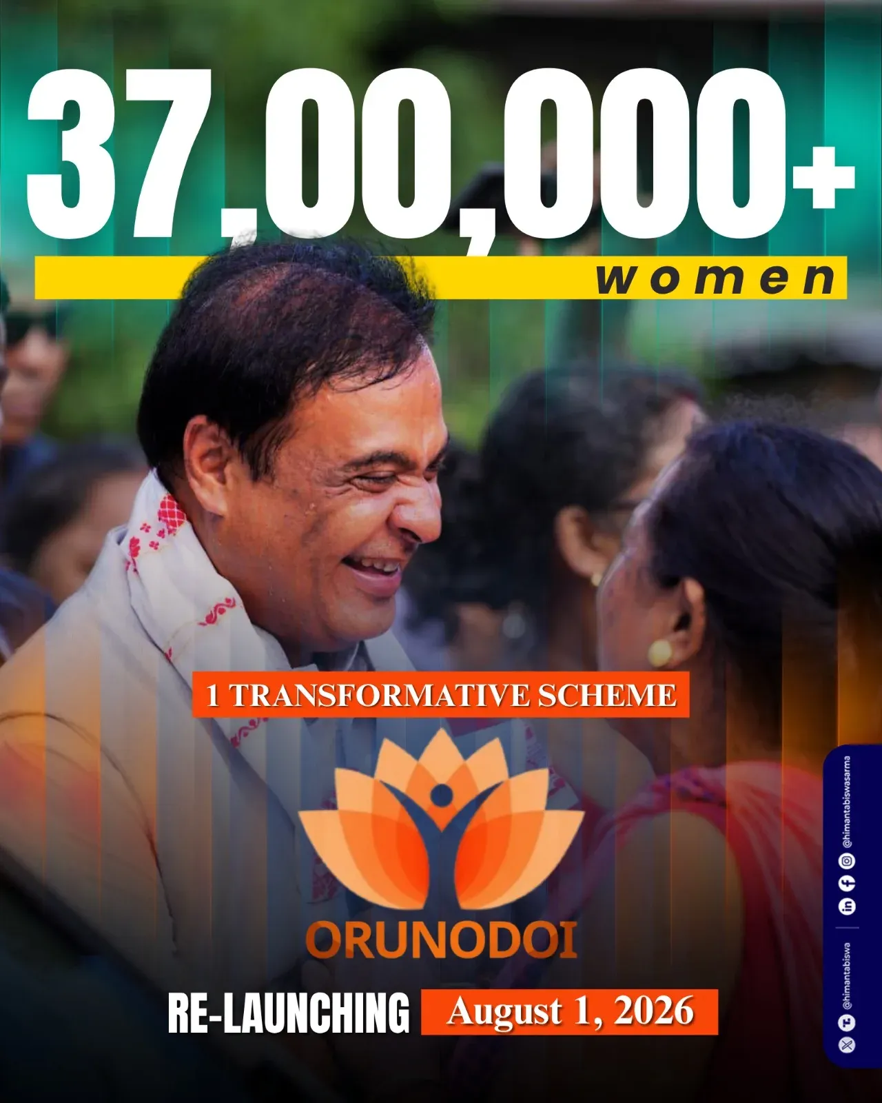 CM Himanta Triggers Orunodoi Disbursement for 37 Lakh Assam Women