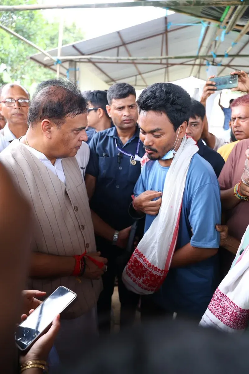 CM Himanta Visits Flood-Hit Assam, Hears Residents