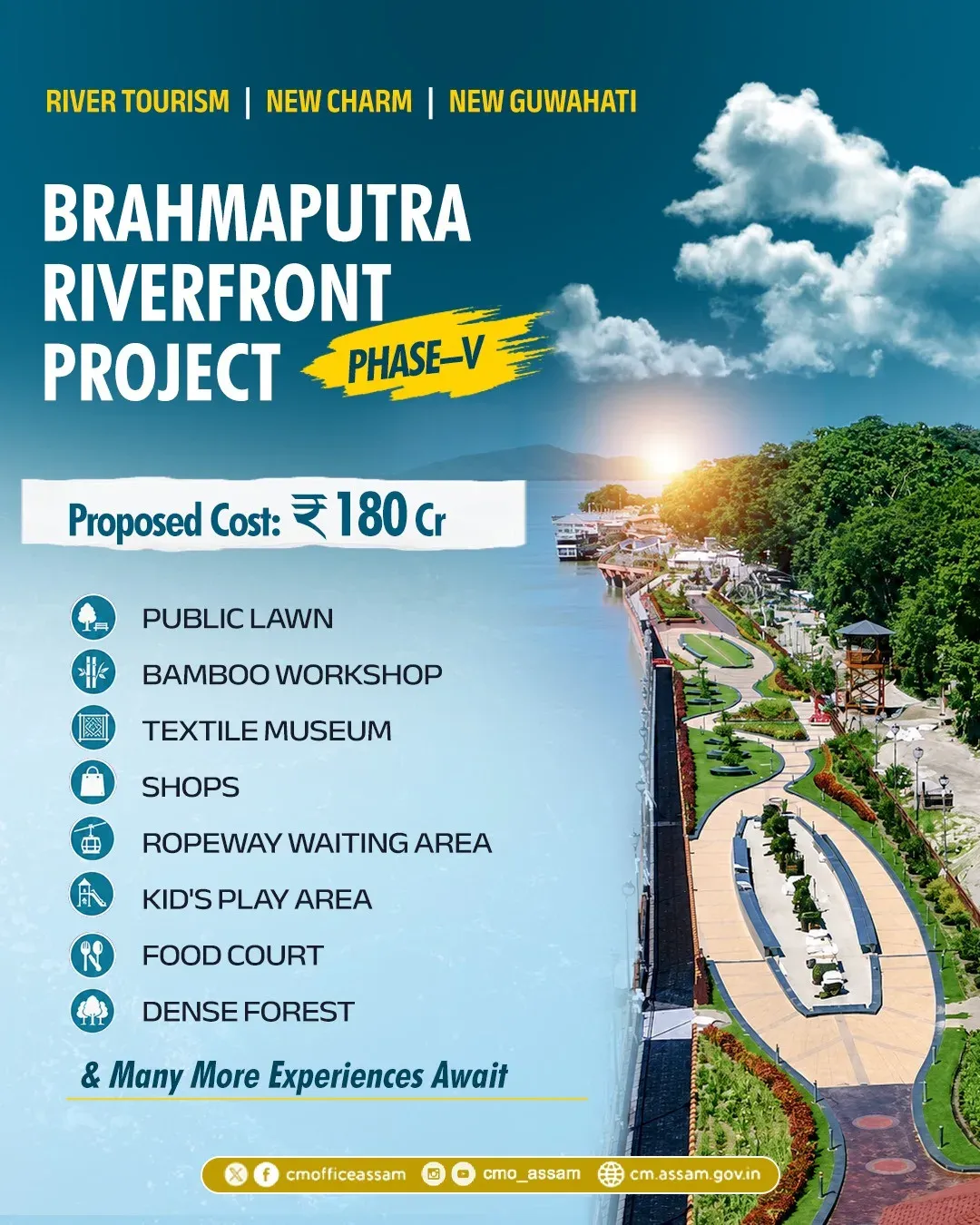 CM Himanta's Assam Unveils ₹180 Cr Brahmaputra Riverfront Phase V