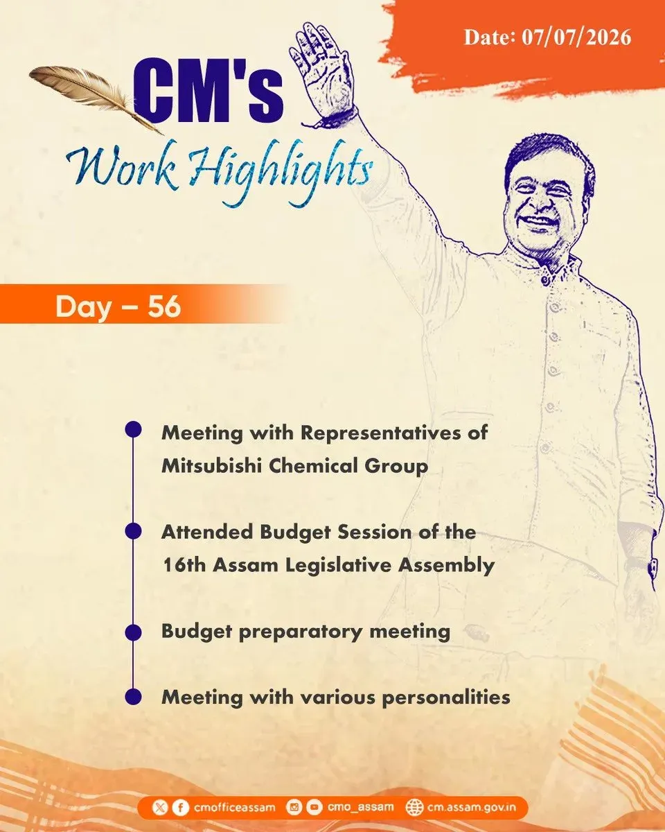 CM Himanta's Day 56 Engagements Logged by Assam CMO
