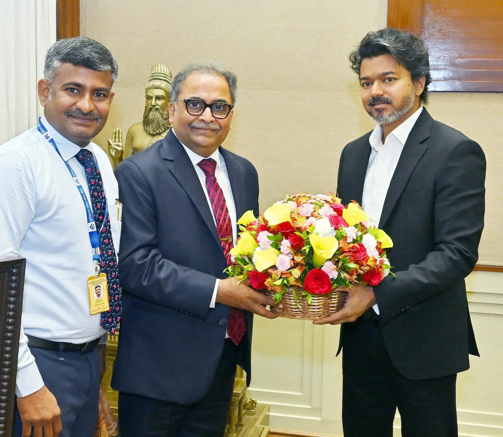 CM Joseph Vijay meets Indian Overseas Bank MD at Secretariat
