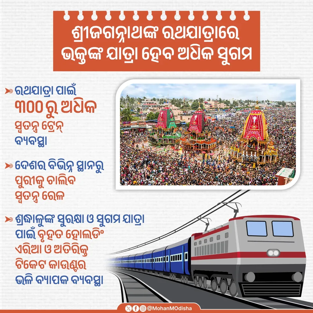 CM Majhi Announces Special Trains, Full Security for Rath Yatra 2026
