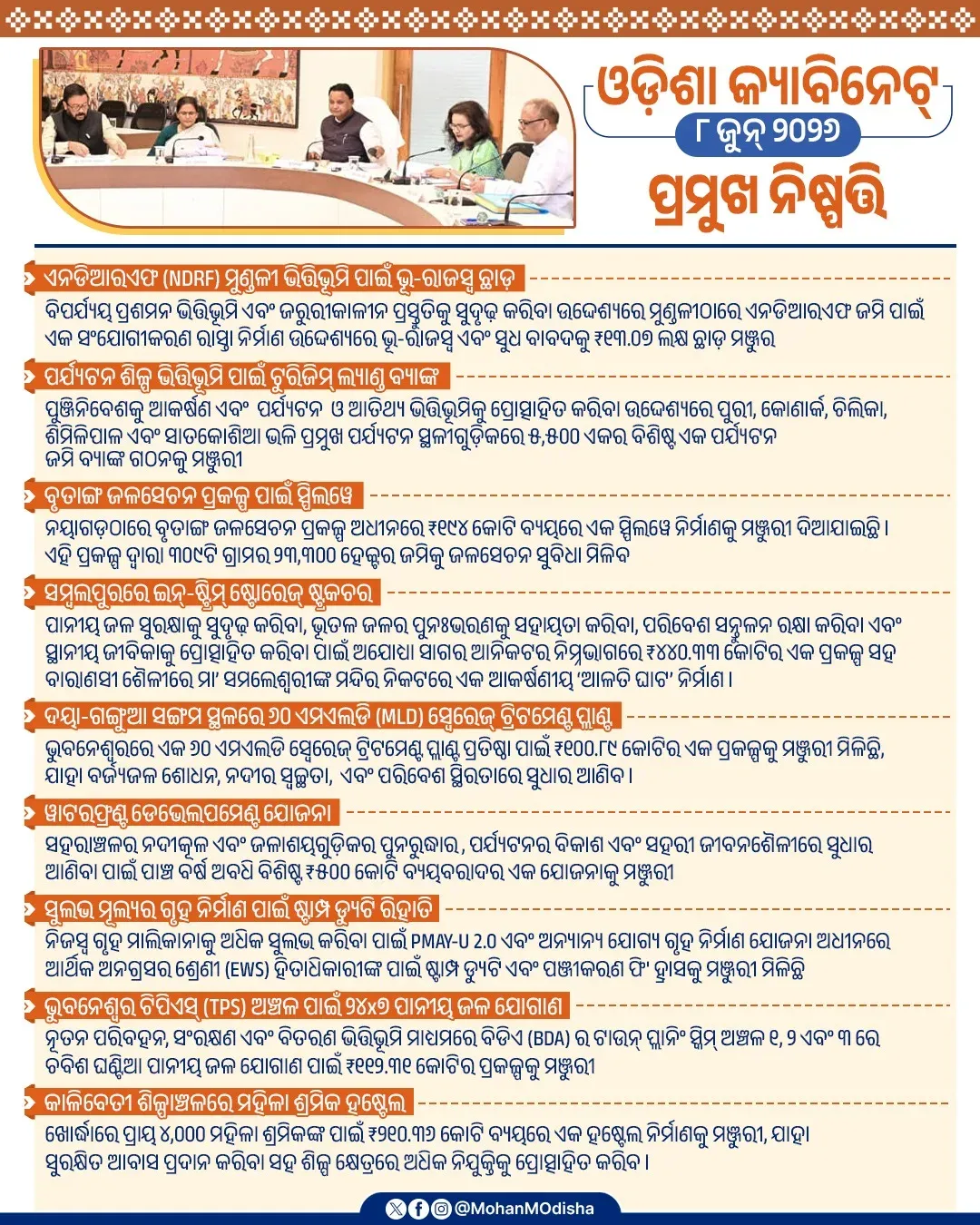CM Majhi Chairs Cabinet Meet, Clears Key Odisha Development Proposals