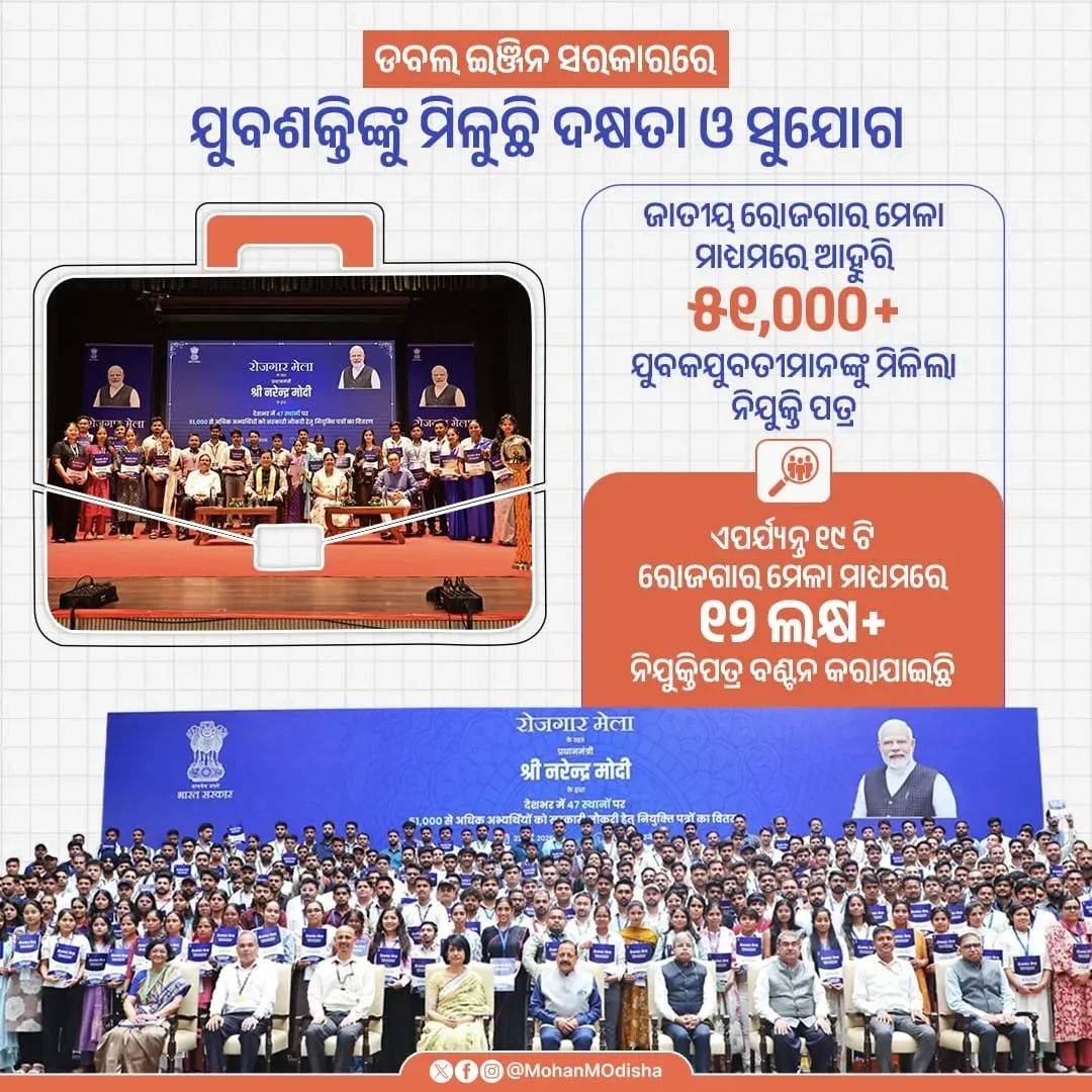 CM Majhi Hails 19th Rozgar Mela, 51,000 Jobs Distributed