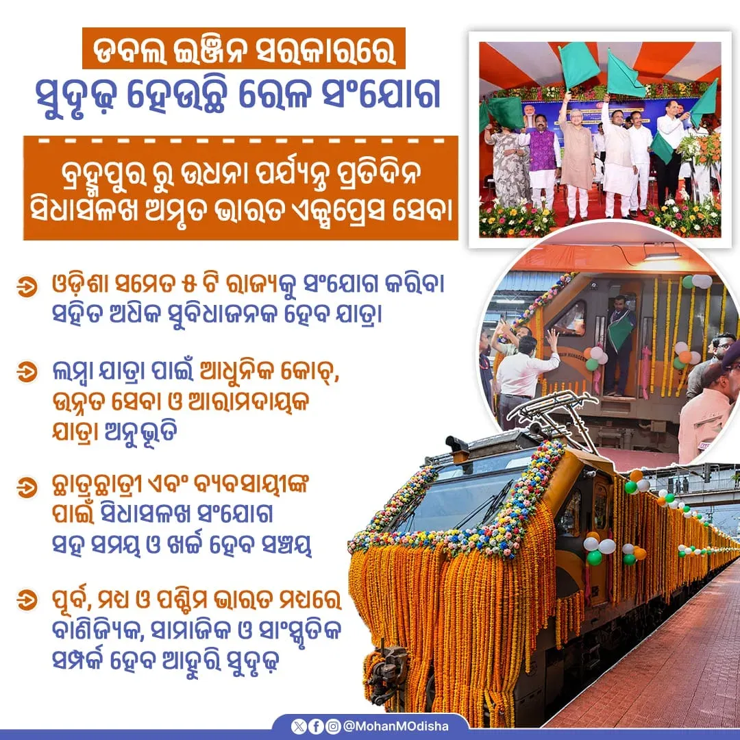 CM Majhi Hails Amrit Bharat Express on Brahmapur-Udhna Route