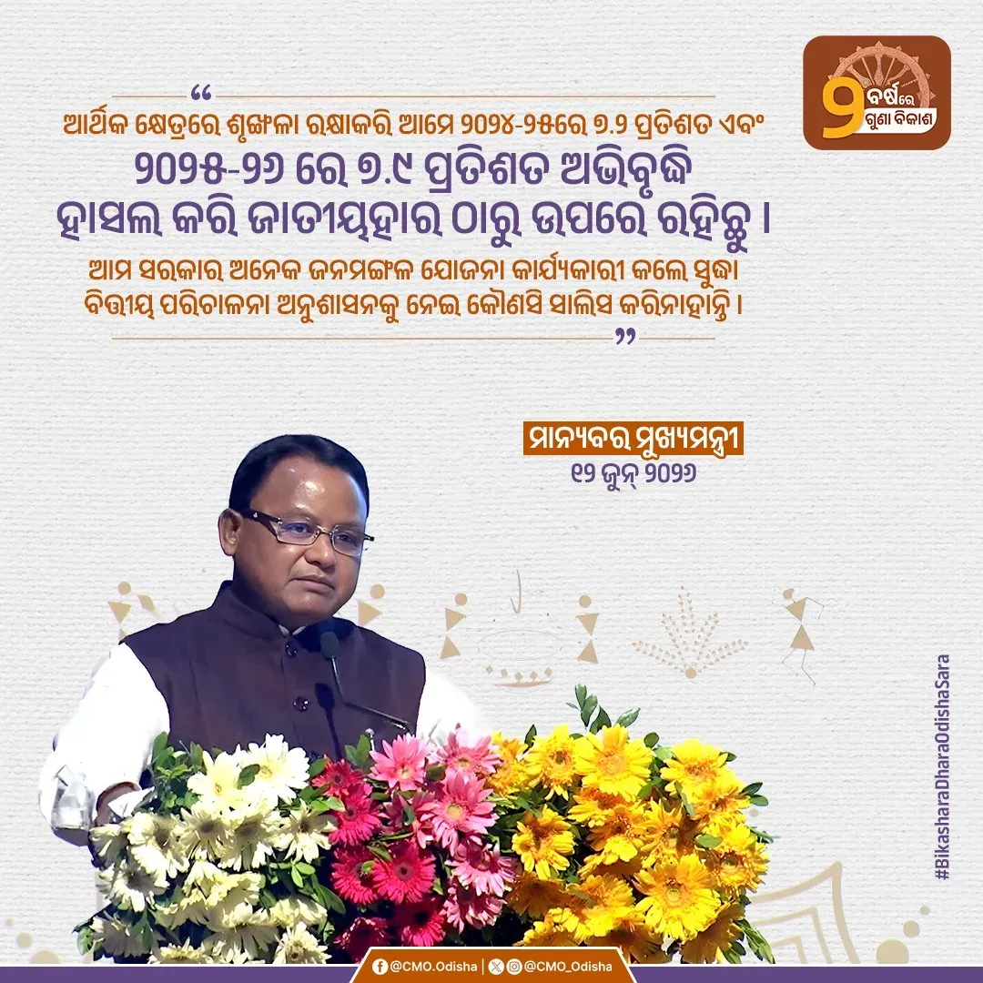CM Majhi: Odisha grows at 7.9% in 2025-26, above national rate