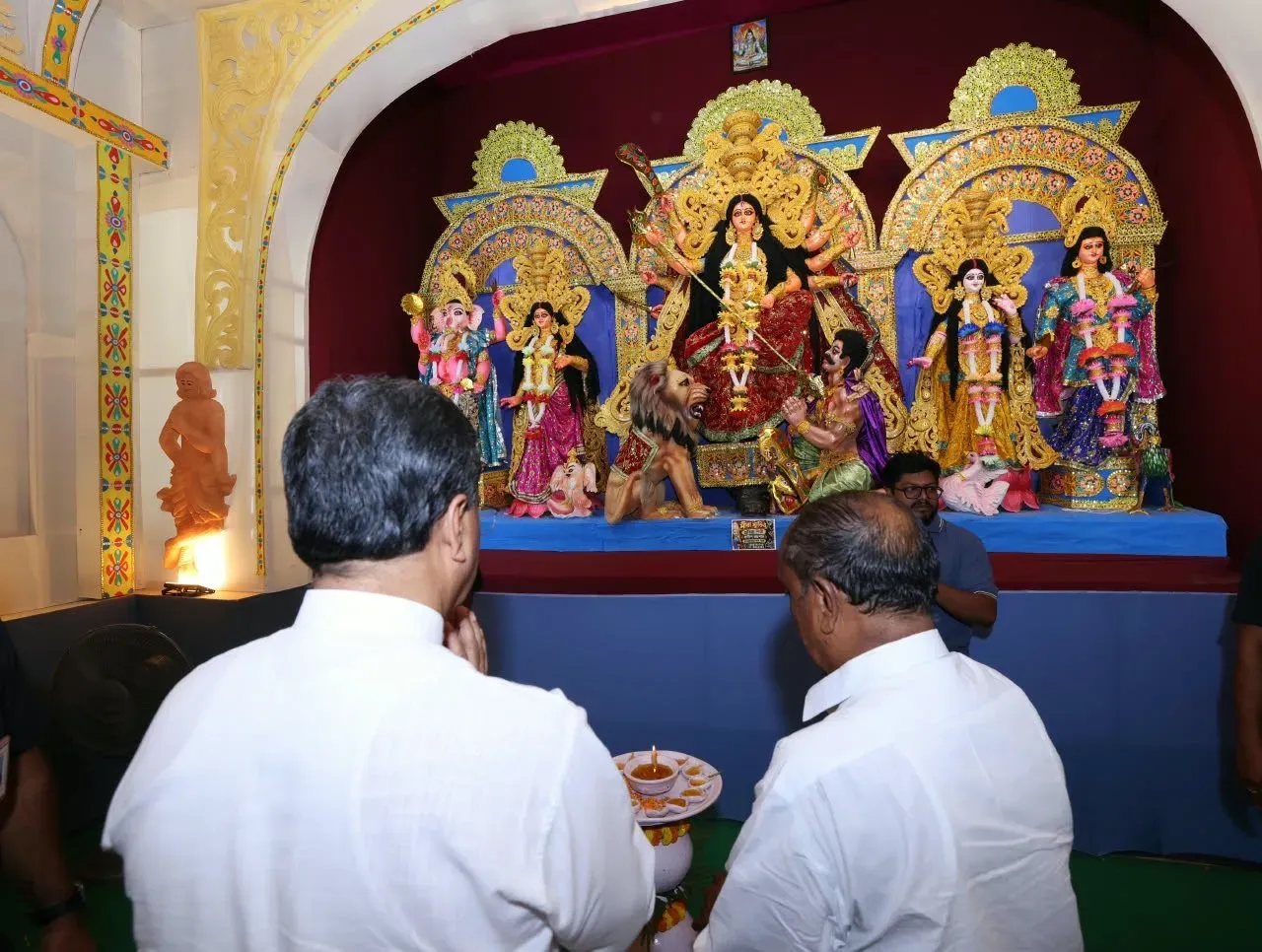 CM Manik Saha Joins Durga Puja Parikrama at Maharajganj Bazar
