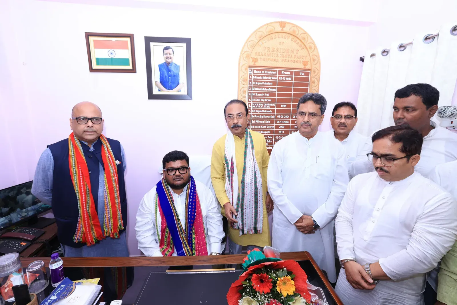 CM Manik Saha marks BJP Tripura chief handover to Abhishek Debroy
