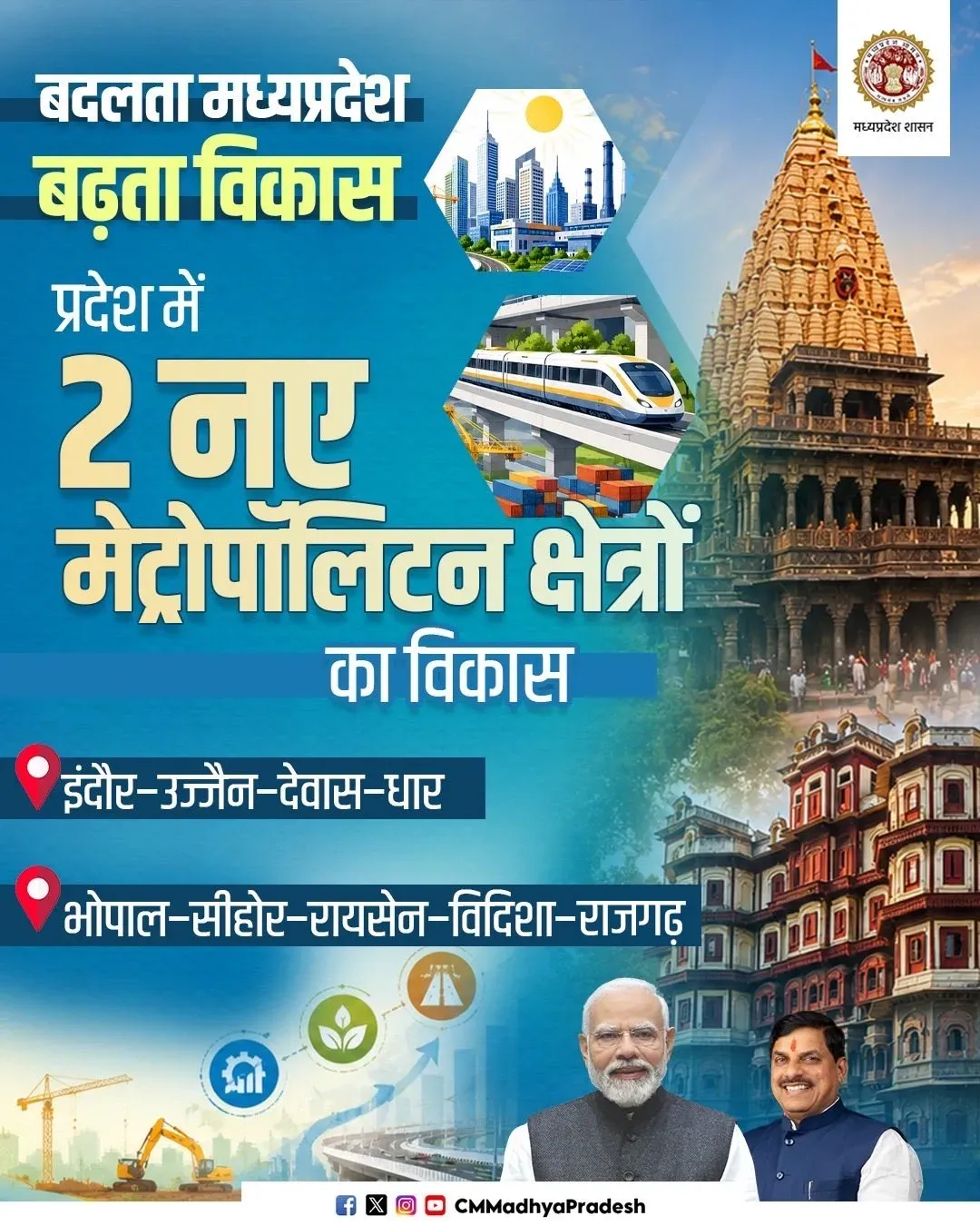 CM Mohan Yadav Drives MP Growth With 2 New Metro Areas