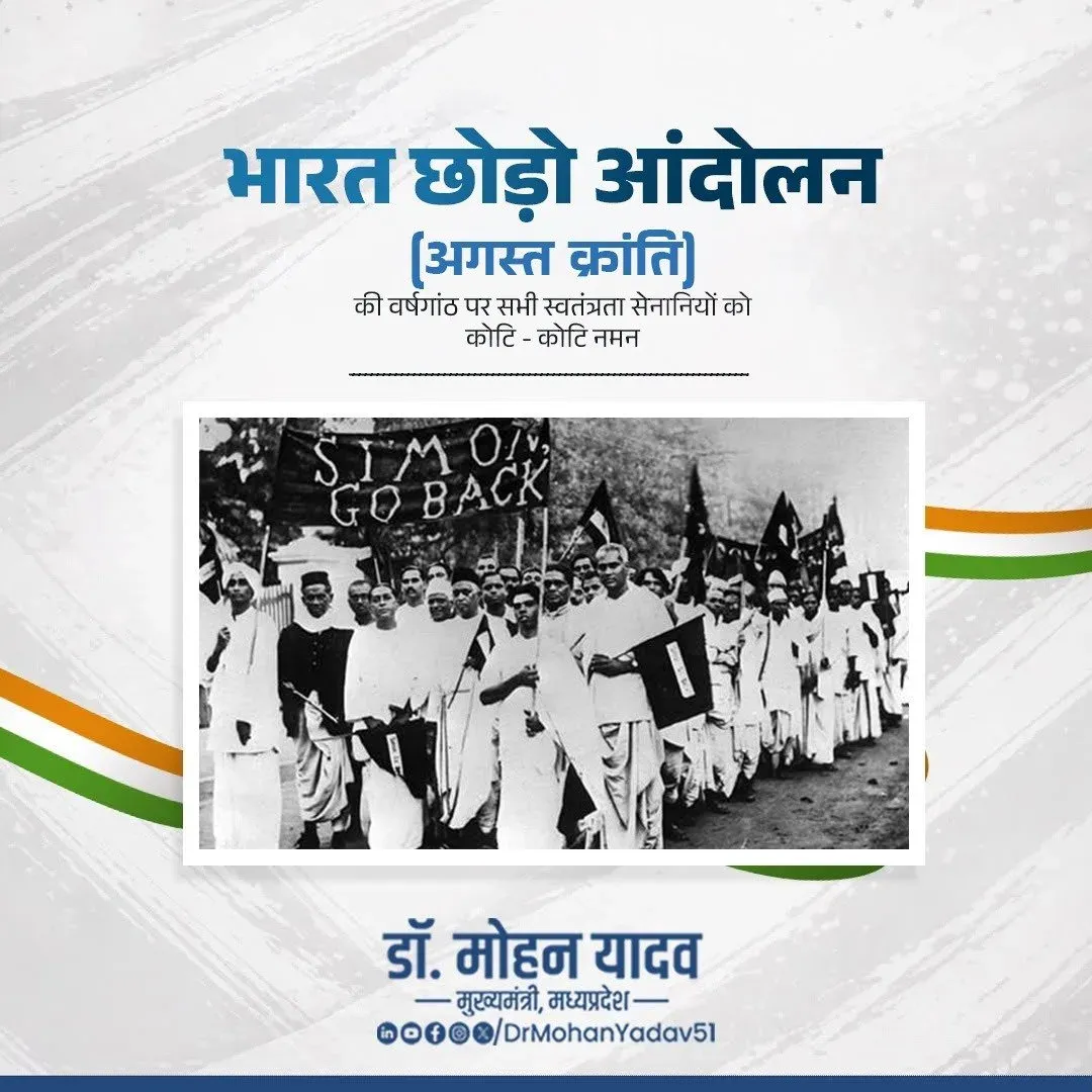 CM Mohan Yadav pays tribute on Quit India Movement anniversary