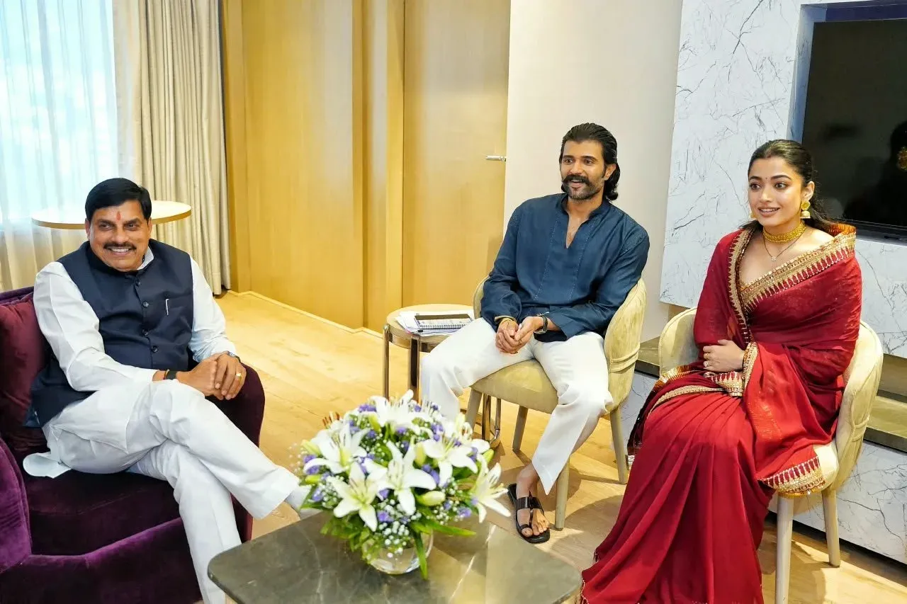 CM Mohan Yadav pitches MP film policy to Deverakonda, Rashmika