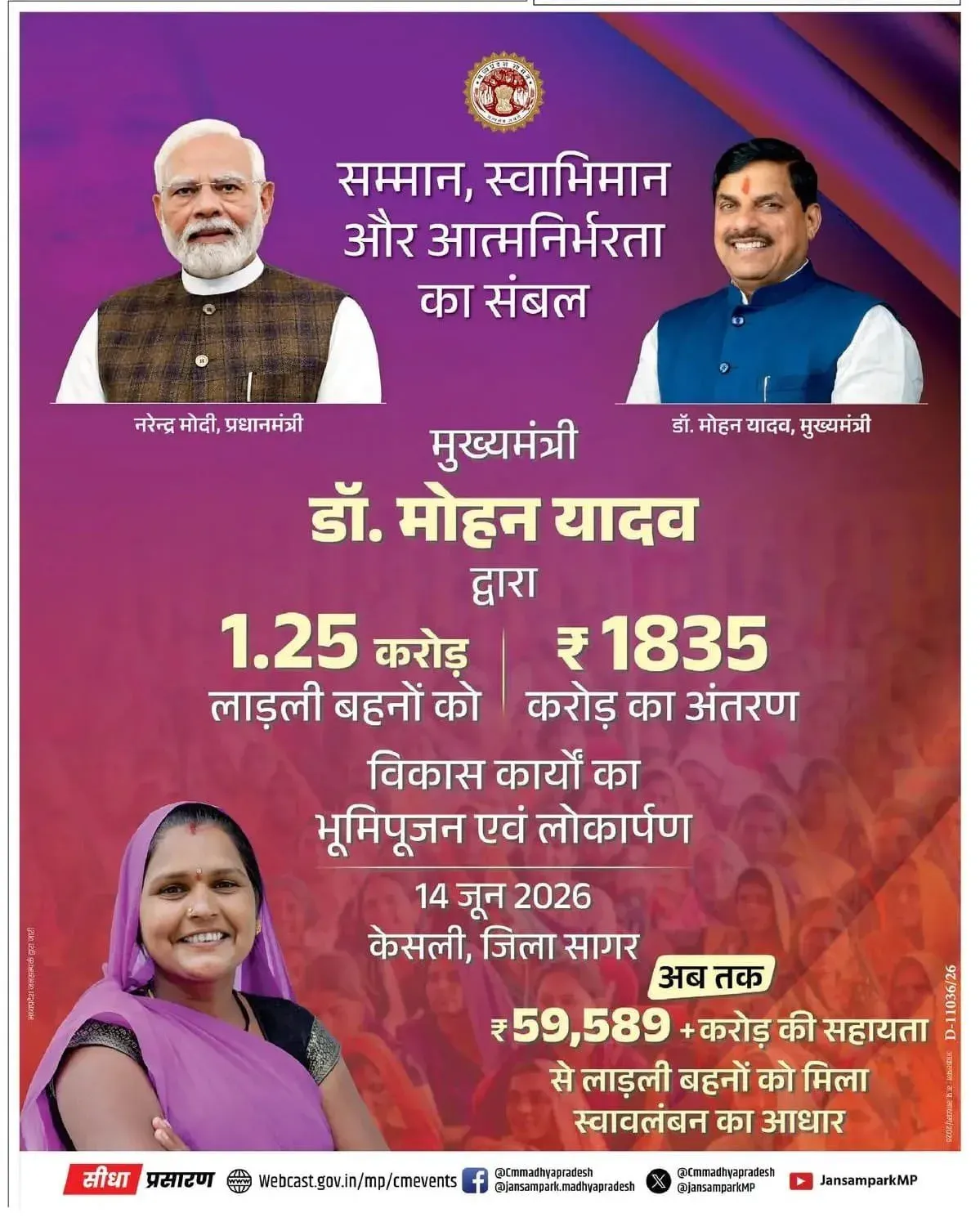 CM Mohan Yadav Releases 37th Ladli Behna Instalment in Sagar